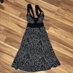 Guess Black and Gray Animal Print Dress